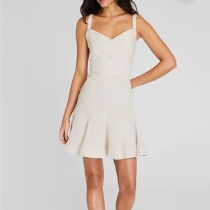 Club Monaco Fluted Hem Mini Dress in the color Flaxseed Size 0